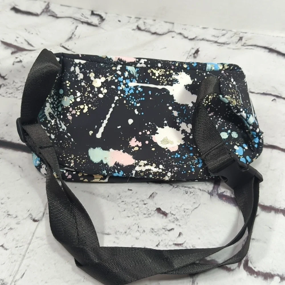Justice Fanny Pack Black Color Splat Zippered Waist Hip Bag Bum Bag‎